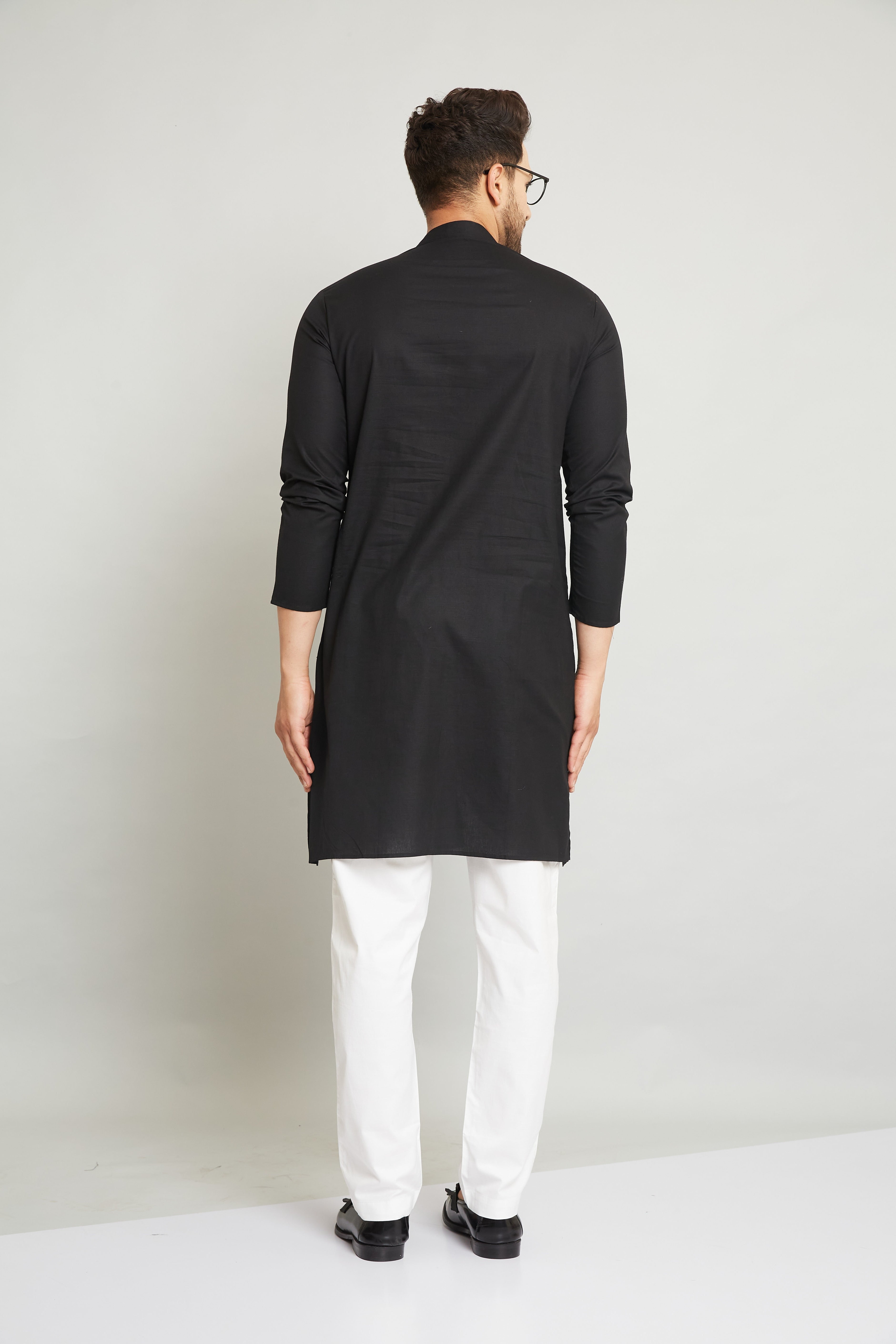 Louis Monarch Men Black Linen Pure Cotton Straight Kurta